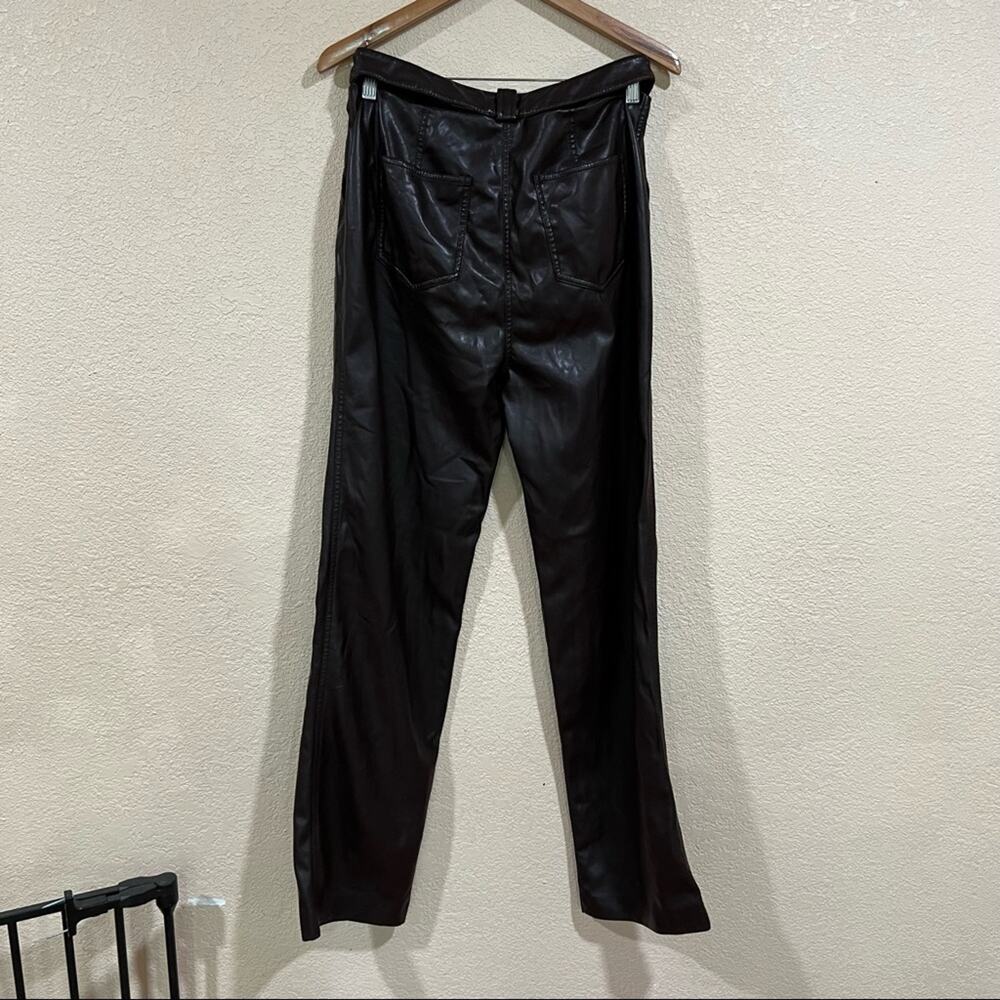 Jonathan Simkhai Amelia brown leather cutout high waist straight pants - Picture 11 of 14